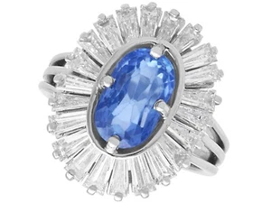 2.75Ct Ceylon Sapphire and 2.88Ct Diamond, 18k White Gold Cluster Ring - Picture 1 of 11