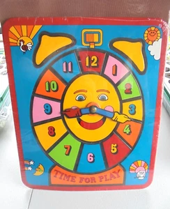 Vintage Avon Clock Tray Puzzle Toy Educational School NEW - Picture 1 of 4