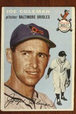 Vintage 1954 Baseball Card TOPPS #156 JOE COLEMAN Pitcher Baltimore Orioles