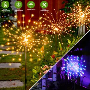 Luces Solares De Fuegos Artificiales 200LED impermeable Exterior Jardin Navidad - Picture 1 of 32