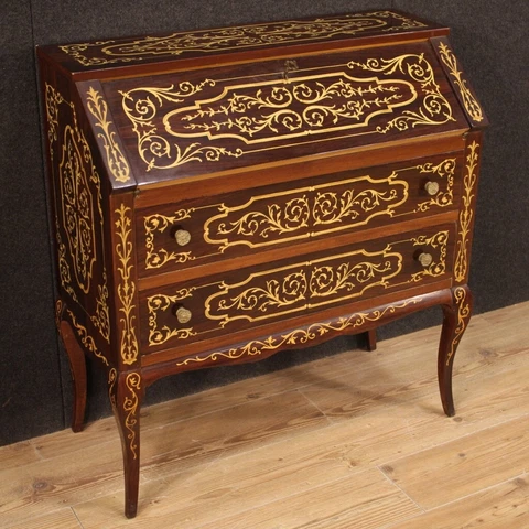 Bureau furniture inlaid wood desk antique style secrétaire commode 20th century Cover
