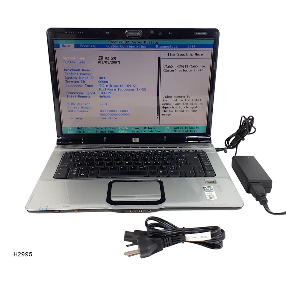 Hp Pavilion dv6500 Notebook 15.4'' Laptop AMD Athlon 64 X2 4GB Boots/Bios H2995 - Image 1 of 4