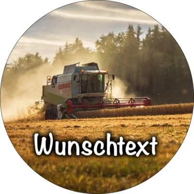 Traktor Tortenaufleger Party Deko personalisiert Name Bauer Mähdrescher essbar - Bild 1 von 4