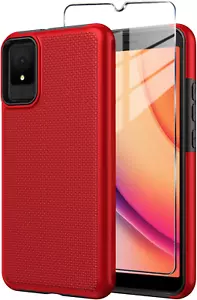 for TCL K11 Phone Case with Tempered Glass Screen Protector,Dual Layer Red - Picture 1 of 7