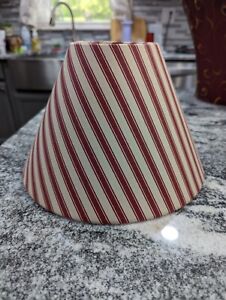 Red Ticking Fabric Lampshade Farmhouse Rustic Lamp Shade 
