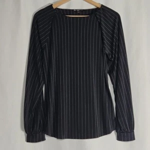 Long Sleeve Blouse Business Casual Black White Lines Size Medium Banana Republic - Picture 1 of 7