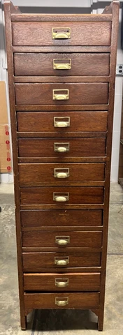 Antique Filing Cabinet with 12 Drawers - 60" Height Cover