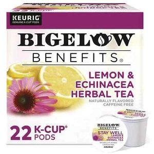 Té de hierbas Bigelow Stay Well limón y equinácea 22 a 132 K tazas elige cualquier tamaño - Imagen 1 de 3