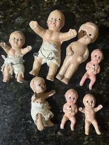 Vintage Antique Mini Baby Doll Dollhouse Composition? Figures Lot - Picture 1 of 7