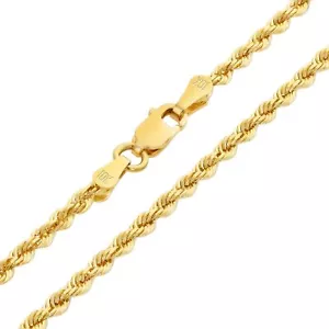 10K Yellow Gold 2mm Diamond Cut Rope Chain Link Necklace Mens Womens 24" - Picture 1 of 12