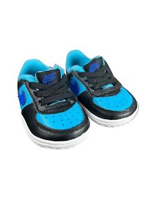 Nike Force 1 Crib (CB) Baby Booties Size 2C Black Blue Unisex Shoes Sneakers AF1