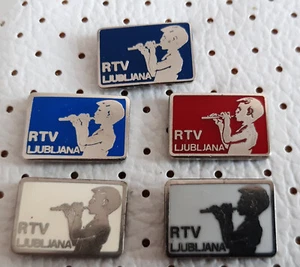 Radio Television RTV Ljubljana music Boy with a whistle Slovenia pins - Picture 1 of 2