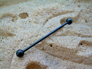 14g Black Industrial Ear Barbell  1 1/2" Wearable Area 5mm Balls A-1 FREE SHIP