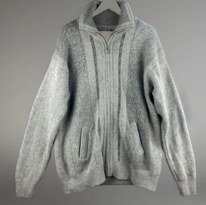 Fisher Hawk Herren Pullover Dicke Wollmischung Full Zip You Taschen Grau XXL Vintage - Bild 1 von 10