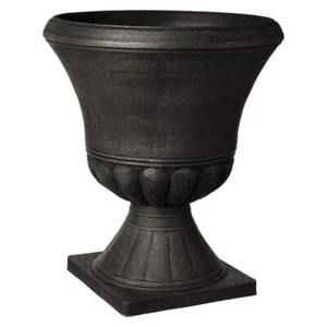 Arcadia Garden Products Urn 14"x18"x22" Black Composite Light Weight Decorative - Picture 1 of 3