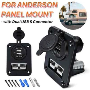 3.1A USB 50A For Anderson Plug Dual USB Socket Flush Mount Recessed Plate UK - Picture 1 of 12