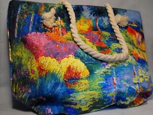 Tote bag Beach bag multi colour designer Holiday festival Impressionist Art Bag