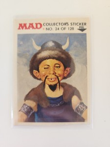 1983 Fleer Mad Stickers Trouble Sticker Alfred E Newman as Genghas Khan #24