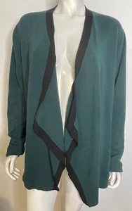 Eileen Fisher Piniengrün Schwarz Tencel Cardigan Pullover XL LS Spitze vorne - Bild 1 von 8