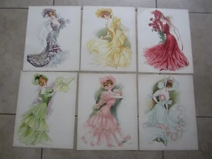 Set of 6 Old Vintage 1907 - Antique VICTORIAN PRINTS - New York Show Girls - Picture 1 of 1