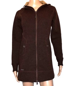 OUTDOOR RESEARCH Salida Wool Blend Brown Hooded Full Zip Fleece Long Jacket XS - Picture 1 of 13
