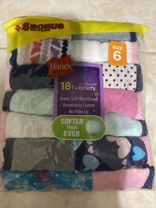 Girls 18 Pack Hanes Multicolor Tagless Briefs Panties Underwear - Size 6 - Picture 1 of 3