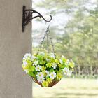 Artificial Hanging Basket Flowers Realistic Bouquet For Patio Courtyard Yard