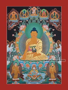 Pintura de pergamino budista tibetano Thangka/Thanka de 34"" x 24,5"" de Buda Shakyamuni - Imagen 1 de 6