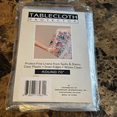 ROUND 70" - Clear Plastic Table Protector Tablecloth Vinyl Table Cover - Image 1 of 2