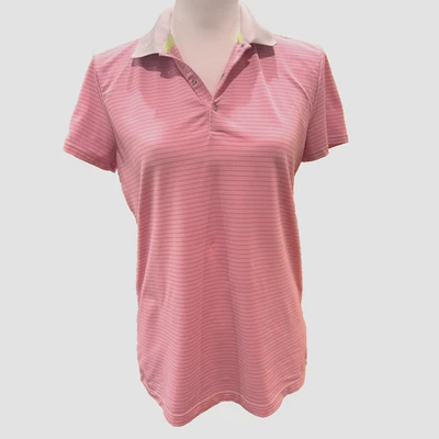 Golf Performance Polo Неоновая Розовая Полоса Snap Placket Stretch Moisture-Wick M RLX - Изображение 1 из 4