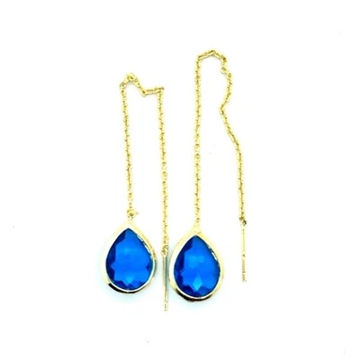 925 Gold Vermeil Topaz Color Threader Earrings - Image 1 of 4