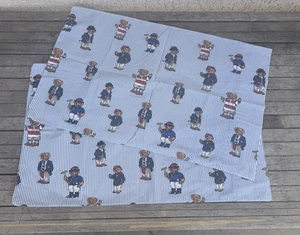 Ralph Lauren Polo Standard 2+1 Sham Kissenbezüge Rugby Teddybär blau gestreift - Bild 1 von 11