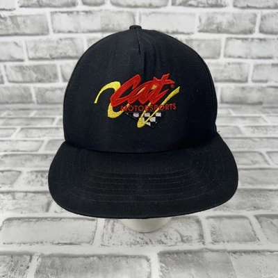 Винтажная черная бейсболка CAT Motorsports Caterpillar с автомобильной булавкой сделано в США - Изображение 1 из 4