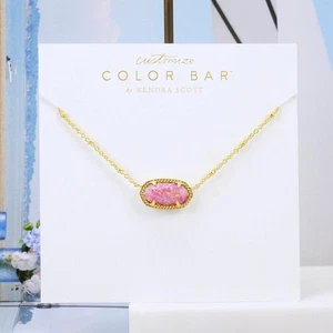 NWOT Kendra Scott Elisa Satellite Rose Pink Kyocera Opal Necklace Gold - Picture 1 of 6