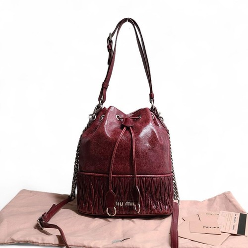 MIU MIU Borsa a tracolla MIUMIU Matelasse borsa a tracolla pelle vino rosso USATA originale #S2280
