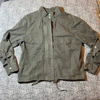 Chaqueta utilitaria CASLON verde oliva cordón cintura botón cremallera frontal mujer Foto 1 de 4