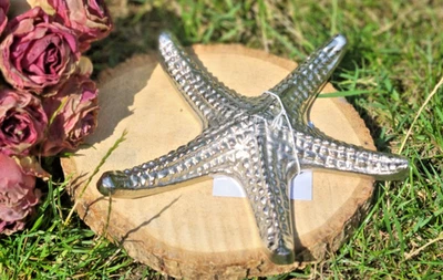 Seestern Metall silber  Starfish Deko Maritim Küste Bad WC groß Figur  Tischdeko - Bild 1 von 4