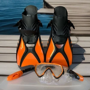 Seavenger Size L (10-13) Adults Dry Top Snorkel Mask Fins Bag Diving Travel Set - Picture 1 of 7
