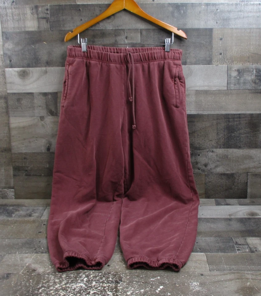 Pantalones deportivos de algodón granate para hombre grandes borgoña puños elásticos salón Foto 1 de 4