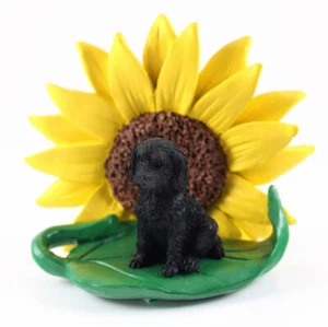 Labradoodle Sunflower Figurine Black - Picture 1 of 2