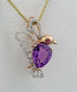 Brillante Amatista Rubí Colgante / Broche "Colibrí" Oro 750 Valor 2.270€ Nuevo - Imagen 1 de 4