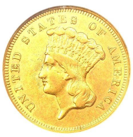 1857-S Three Dollar Indian Gold Coin $3 - NGC AU Details - Rare "S" Mint Date! Cover