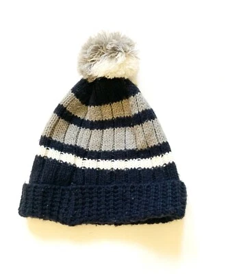 GapKids Boys Stripe Hat Beanie Navy/Gray Size S/M - Image 1 of 3
