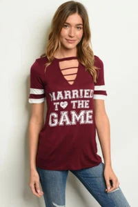 Camiseta Top Borgoña Talla XL Casada con el Juego Inspirada en el Fútbol - Imagen 1 de 3