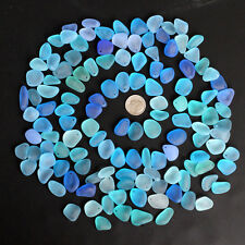 top drilled sea beach glass 20 pcs lot blue aqua cobalt pendant jewelry use