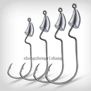 20pcs Bullet Jig Heads Fishing Hooks Texas Rig Offset Weighted Worm Hook Lures - Picture 1 of 17