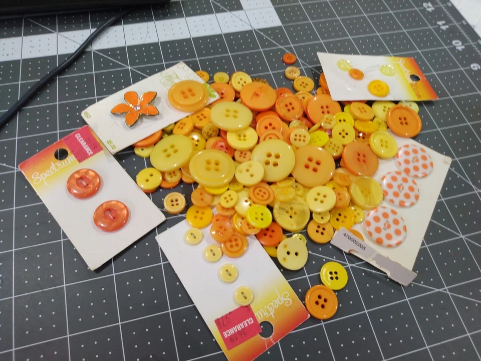Assorted Buttons 50 Orange yellow Mixed Sizes  Craft Supply Bulk Lot Set - image 1 of 1