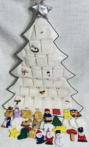 Hanging Christmas Advent Calendar Handmade Christmas Tree With 25 Pieces 29x19” - Picture 1 of 7