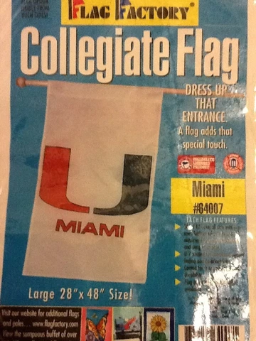 Miami Hurricanes Flag Factory Large Flag;  28'' x 48''; NCAA; ACC Football Cover