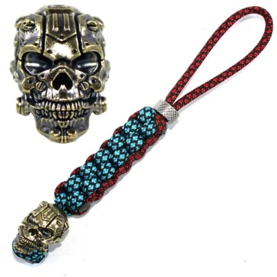 Paracord Knife Lanyard With Brass Skull Bead Tactical Lanyards Backpack Zippper - Image 1 of 4